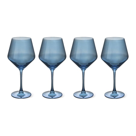 Thyme & Table 4-Pack Angled Wine Glass Set, Iridescent Blue