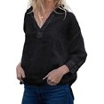 thumbnail image 2 of Camiseta de manga larga con cuello en V para mujer a la moda blusa sólida informal de otoño Fridja  ghj987+5332, 2 of 4