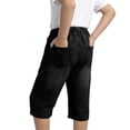 thumbnail image 3 of Eltusu Boys Denim Shorts, Casual Straight Legs Elastic Waist Below the Knee Capris Shorts Black Size 14-15 T, 3 of 6