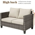 Ovios Outdoor Love Seat AllWeather Wicker Rattan Sofa with Cushions for Gardens & Patios