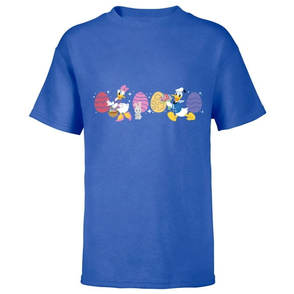 Disney Donald Duck & Daisy Duck Spring Easter Eggs and Bunny - Short Sleeve T-Shirt for Kids - Customized-Royal