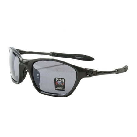 Pugs Eyewear Mens UV400 Protection High-Quality Pugs Gear Sunglasses, Dark Grey Frame/Grey Tinted Lenses