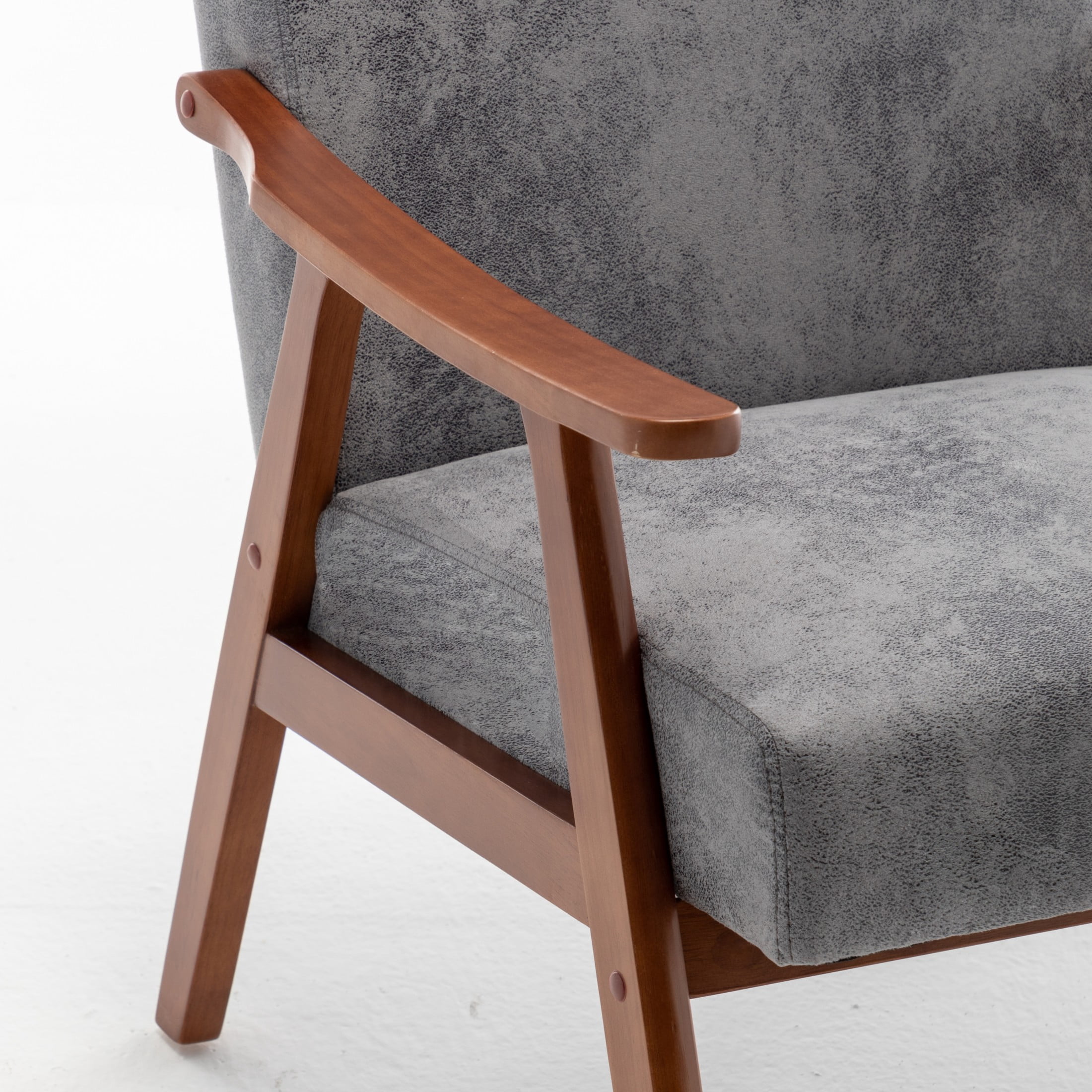 GDF Studio Mid-Century Modern Accent Chair with Microfiber Upholstery & Solid Wood Frame, Gray