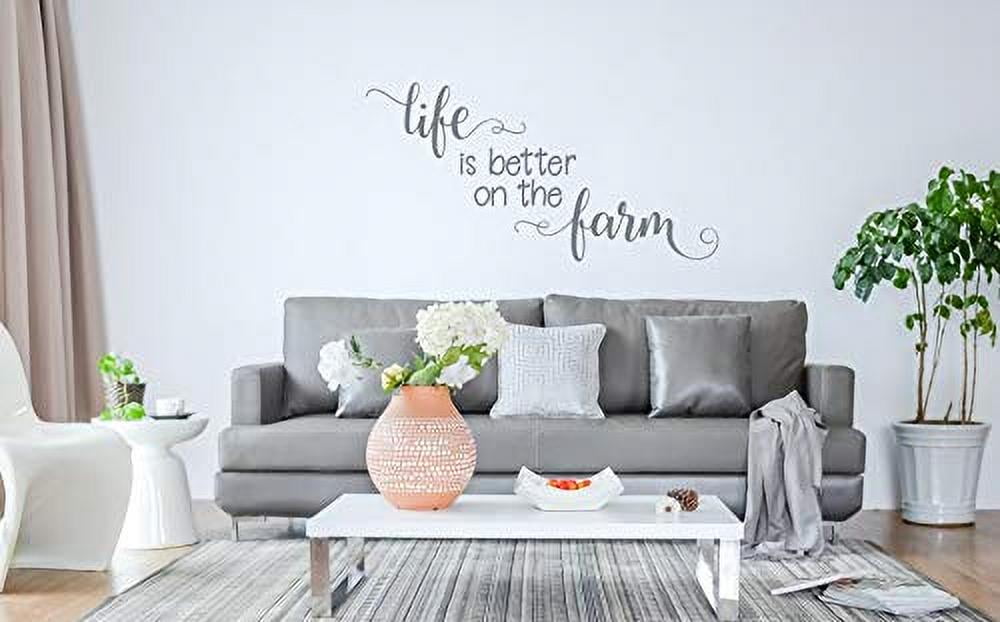 Life is Better on The Farm Wall Decals Vinyl Stickers Home Decor Quote 37x20-Inch Storm Gray