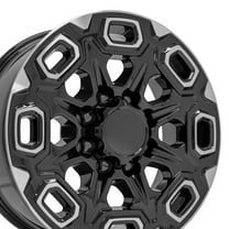 OE Wheels CV64 20 Inch Rims Fit Silverado 2500/3500 Style 8x180 20x8.5 Gloss Black Machined - Hollander 5946 (Set of 4)