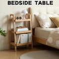thumbnail image 4 of 3-Tiers Ladder Bookshelf, Solid Oak Wood Ladder Shelf, Floor Bookcase, Side Table for Living Room, Storage Open Shelf for Kitchen, Bathroom, 4 of 7