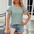 thumbnail image 2 of Diufon Summer Tops for Women Crew Neck Ruffle Short Sleeve Shirts Casual Loose Tunic Clothes, 2 of 7