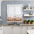 thumbnail image 6 of Half Window Curtains 24 Inches Long, Pastoral Botanical Window Treatment Curtain Drapes, Watercolor Spring Summer Flowers Short Curtains Tiers for Kitchen Over Sink, 27.5"x24", 2 Panels, 6 of 7