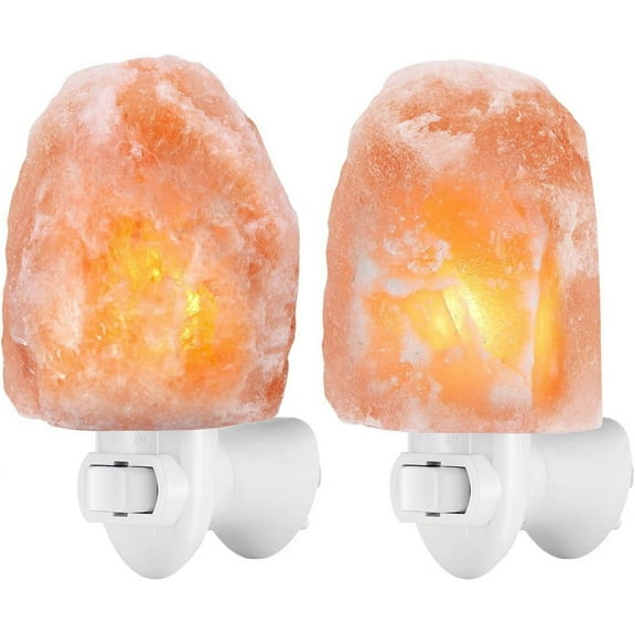 Himalayan Natural Crystal Salt Light Lamp with 4 Bulbs, 11.2oz Mini Hand Carved Night Light, with UL-Certified Wall Plug, Decoration Salt Rock Lamp (2 Pack) By MG Decor - Madhu's COLLECTION