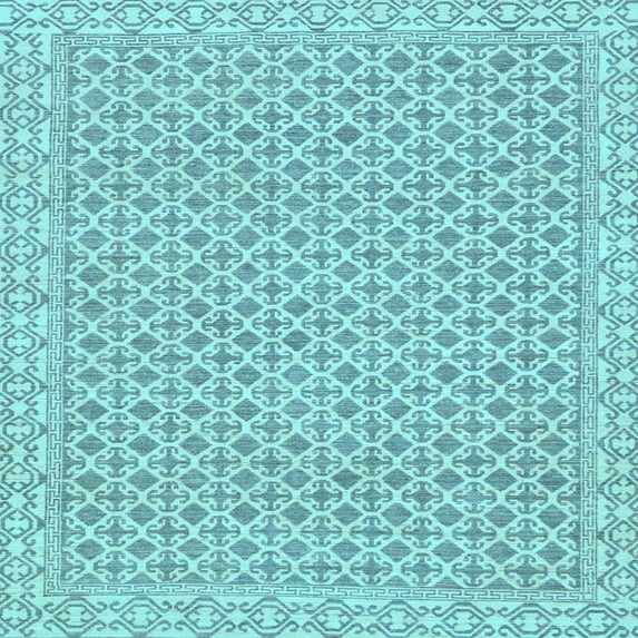 Ahgly Company Indoor Square Oriental Light Blue Modern Area Rugs, 3' Square