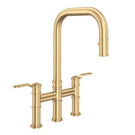 Rohl U.4551Ht-2 Armstrong 1.8 GPM Widespread Bridge Pull Down Kitchen Faucet - Satin