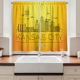 thumbnail image 2 of Ambesonne Kansas City Kitchen Curtains, Minimal Linear City, 55"x39", Orange Yellow Black, 2 of 3