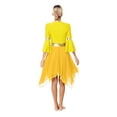 thumbnail image 6 of Raenseen Women's Color Block Liturgical Praise Dance Dress Flare Sleeve Chiffon Lyrical Worship Yellow S, 6 of 9