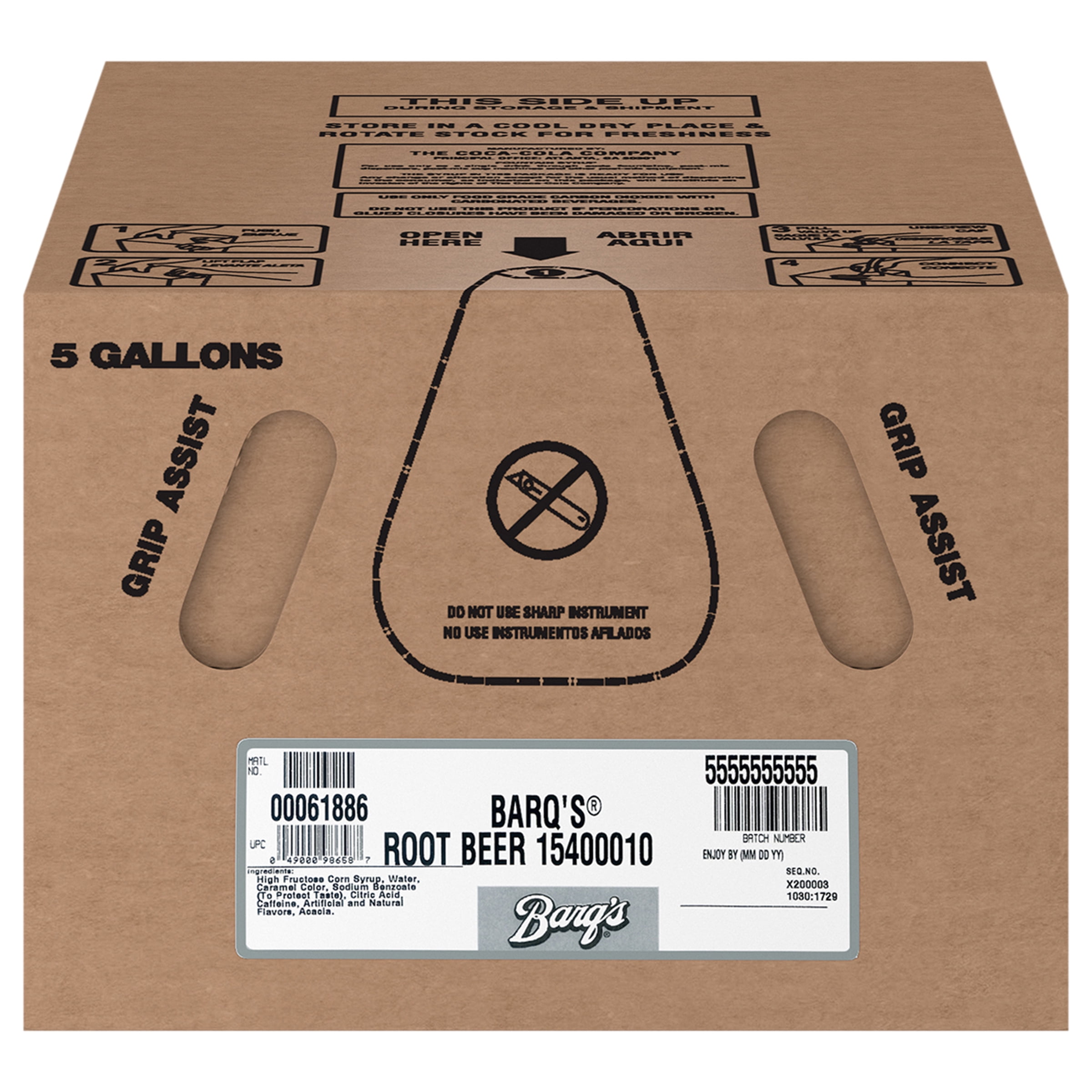 Barq's Root Beer Bag in box, 5 Gallons