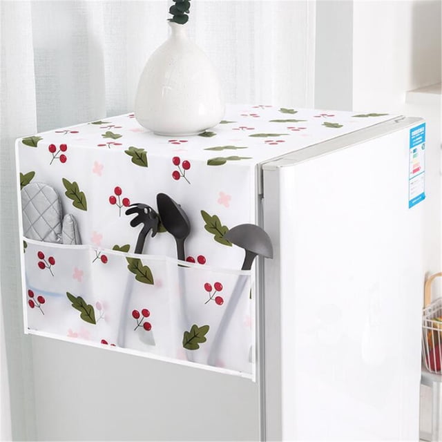 Fiudx Funda para Refrigerador, Material Peva Transpirable y Resistente a La Suciedad, Organizador Multiusos con Bolsillos, Ideal para Decoración de Cocina y Hogar, Fácil de Lavar, Tamaño 130 X 54 Cm.