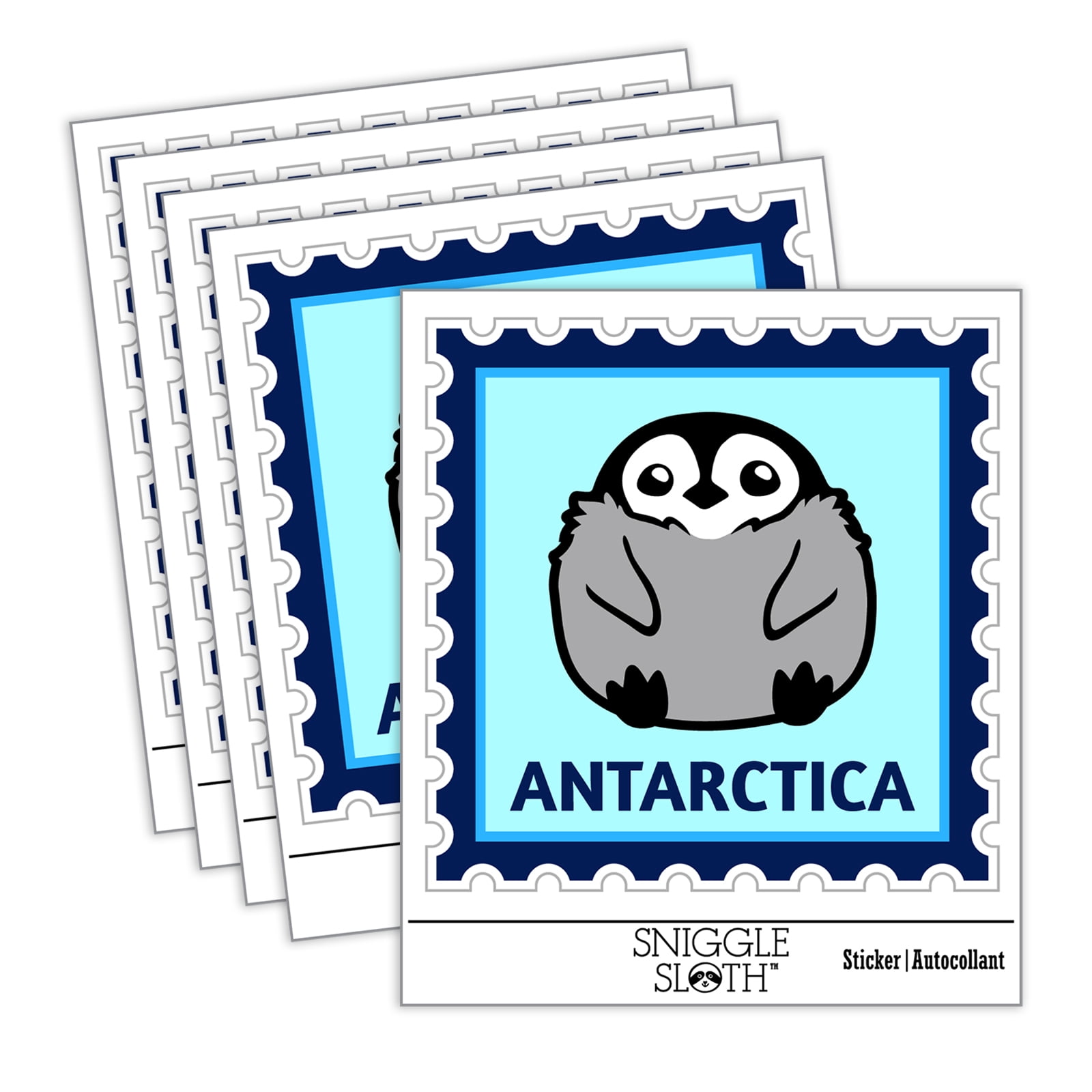 Antarctica Travel Baby Emperor Penguin Car Window Bumper Water Bottle Phone Tablet Laptop Waterproof Vinyl Decal Sticker Set 5-Pack - Gloss Finish - 2.0"