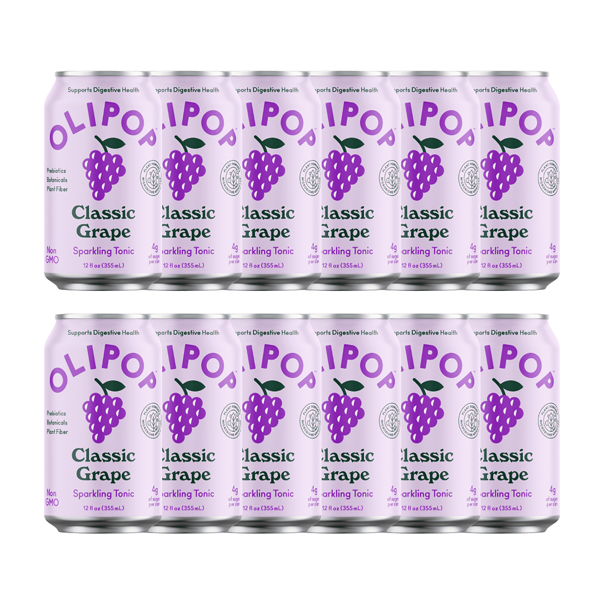 OLIPOP Classic Grape, A New Kind of Soda, 12 fl oz (12 pack)