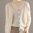 thumbnail image 1 of V-Neck Mid-Length Thin Sweater Cardigan Pure Color Spring Summer Breathable Stretchable Open Front Knitted Vest Women's Fashion, 1 of 5
