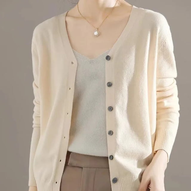 V-Neck Mid-Length Thin Sweater Cardigan Pure Color Spring Summer Breathable Stretchable Open Front Knitted Vest Women's Fashion