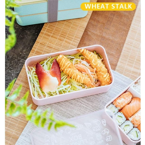 Bento Box Japonais - Boîte à Lunch avec Compartiments - Couverts 3 Pièces -  Boîte à Lunch avec Couvercle