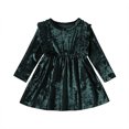 thumbnail image 2 of KYAIGUO Infant Toddler Girls Long Sleeve Velvet Dresses for Girls,Baby Dresses Kids Spring Fall Dress Party Gown Baby Kids Fall Winter Ruffle Long Sleeve Wedding Evening Dress 9M-4Years, 2 of 8