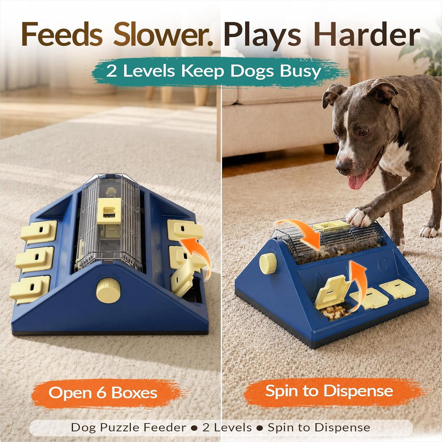KADTC Dog Puzzle Toy, Large Size, 2 Levels of Challenge, Paw-Activated Rolling Treat Dispenser, Slow Feeder & Mental Stimulation for Small/Medium Dogs Enrichment Toys
