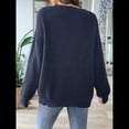 thumbnail image 4 of Suéter de Punto Ligero de Larga para Mujer, con Cuello en V y Costuras en Contraste. Azul Oculto S, 4 of 9