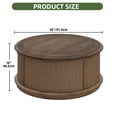 thumbnail image 3 of Uforic Multifunctional Round Rattan Lift-Top Coffee Table – Brown Wood Finish with Hidden Storage, 3 of 9