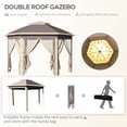thumbnail image 3 of Outsunny 11' x 13' Pop Up Gazebo Canopy Tent with Zippered Mesh Sidewalls and Carrying Bag, Event Tent Shelter for Patio Garden Backyard, Beige, 3 of 9