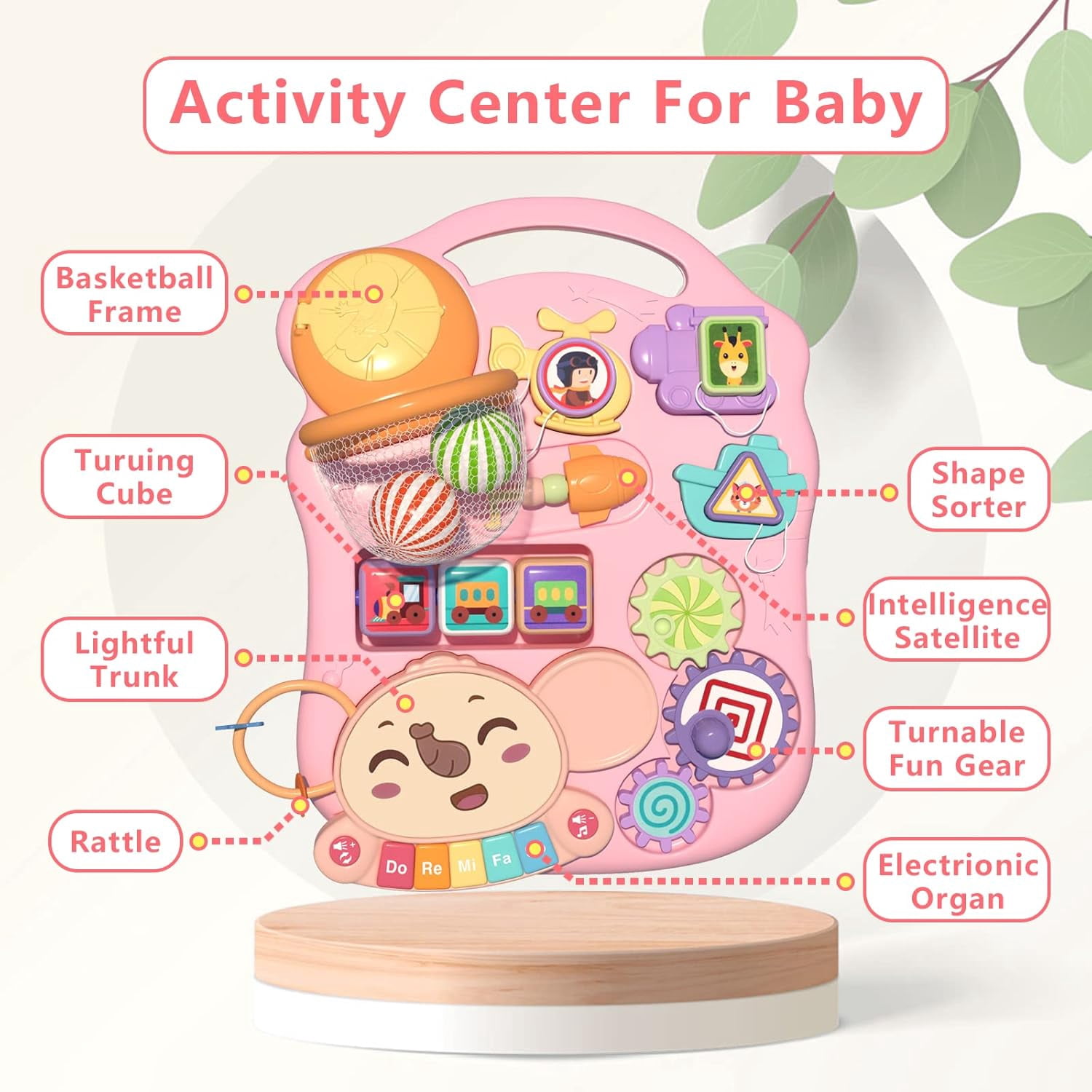 2-in-1 Sit to Stand Learning Walker & Activity Center - Adjustable Speed Baby Walker with Music, Shape Sorter & Basketball Hoop - Educational First Steps Toy Gift for Infants 6-24 Months