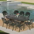 thumbnail image 6 of VIVIJASON 9-Piece Outdoor Patio Furniture Dining Set, All-Weather Cast Aluminum Conversation Set, Include 8 Chairs and an Oval Table with Umbrella Hole for Balcony Lawn Garden Backyard, 6 of 7