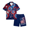 thumbnail image 6 of Men's 2 Piece Summer 4th of July Outfits Button Down Short Sleeve Shirt and Shorts Textured Summer Set, 6 of 6