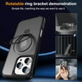 thumbnail image 2 of KOMI for iPhone 16 Pro Case 6.3", with Magnetic Ring Stand [Compatible with MagSafe] [Military Grade Protection] Slim Shockproof Translucent Protective Phone Case Black, 2 of 5