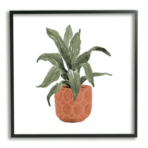 Stupell Industries Simple House Plant Green Leaves Terracotta Planter Painting , 17 x 30, Design by Lanie Loreth