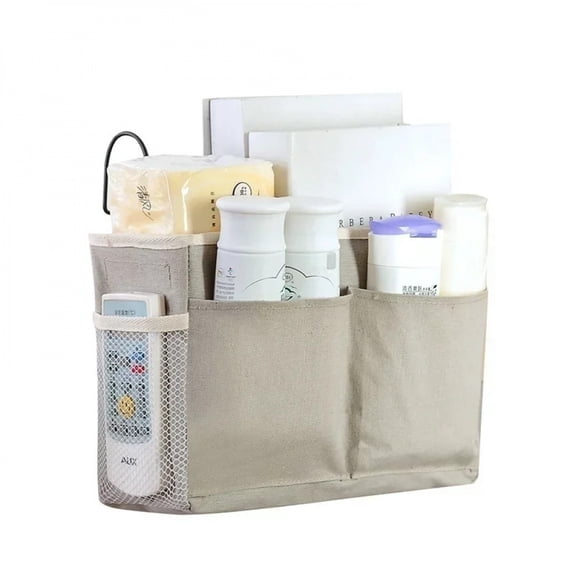 New Storage Basket Hanging Storage Rack Bed Remote Control Bookshelf Dormitory Storage Bag Stand with Hook Bedside Pocket