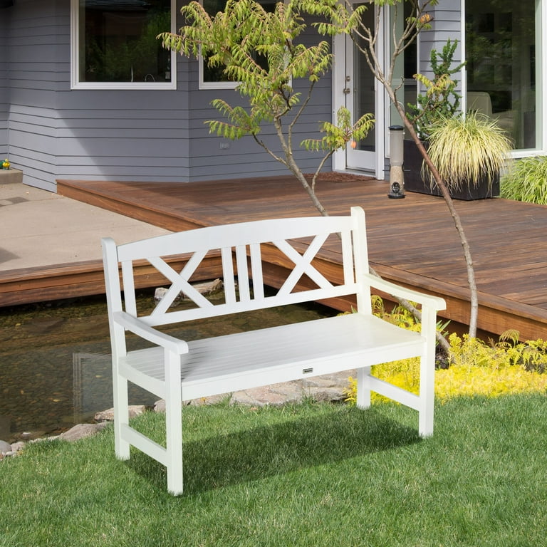 Outsunny 2-Seater Bench: Wooden Outdoor Patio Loveseat With Unique