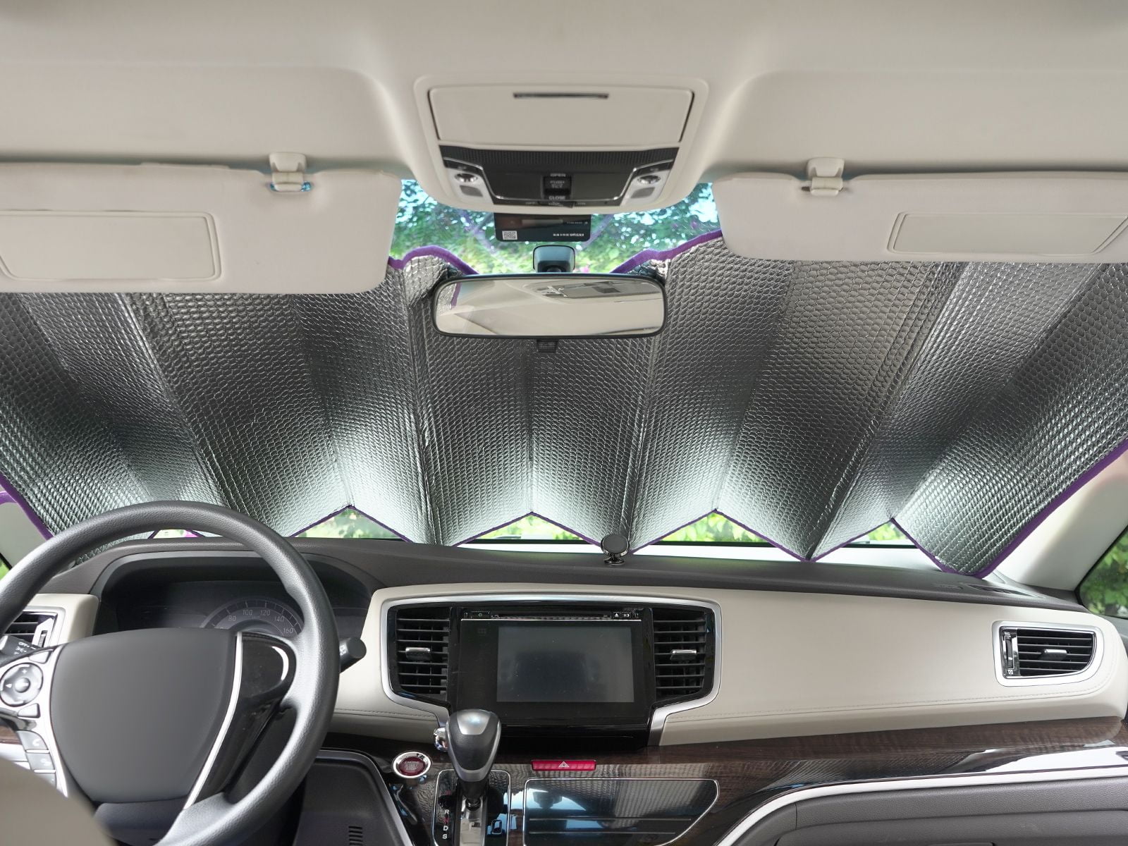 Auto Drive 1 Count Purple Butterfly Universal Fit Windshield Accordion Sunshade, Product Size 63'' x 28.5''
