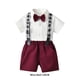 thumbnail image 2 of Qarigey Camisa con botones de verano para niños, conjunto de pantalones, conjunto de ropa de pajarita para banquete de fiesta, pantalones conjuntos de ropa Vino rojo 120cm, 2 of 6