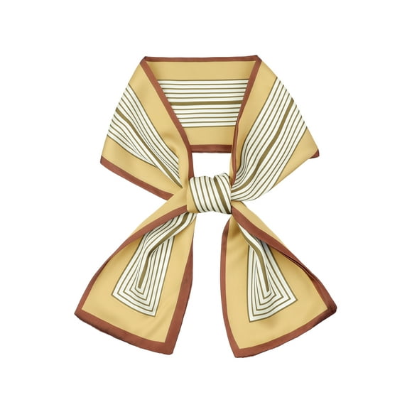 INSPIRE CHIC Women Striped Contrast Color Scarf, Satin Skinny Long Hair Ribbon Handbag Handle Wrap Neck Tie Scarves Neckerchief 43.3x5.1"(LxW) Light Brown