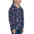 thumbnail image 3 of Picia Skull Flower Blue Pattern Youth Hoodie - Warm Pullover Sweatshirt with Kangaroo Pocket, Ideal for Boys and Girls-Large, 3 of 6