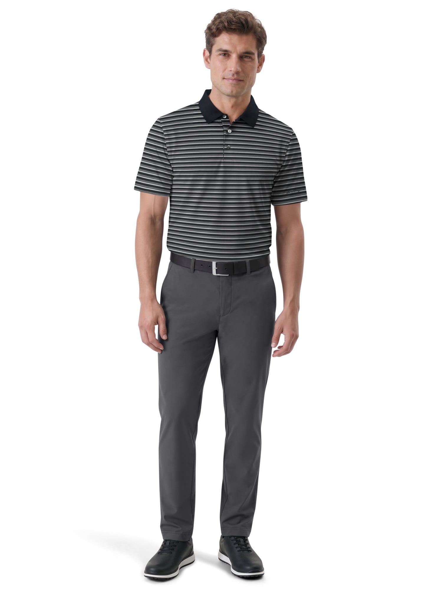 Ben Hogan Performance Men’s & Big Men's Herringbone Stripe Short Sleeve Golf Polo Shirt, Sizes S-4XLT