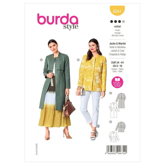 Burda Sewing Pattern 6041 Jackets, Coats 9 -18 (34 - 44)