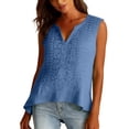 thumbnail image 6 of Women's Linen Tank Tops Pleated Cotton Linen V Neck Sleeveless Fashion Casual Vest Top V Neck Tops for Women, 6 of 6