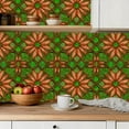 thumbnail image 5 of Peel and Stick Wallpaper Contact Paper Floral Boho Brown Peachpuff Green Retro Flowers Leaves Geometric Self Adhesive and Removable 23.6in x 118in, 5 of 8