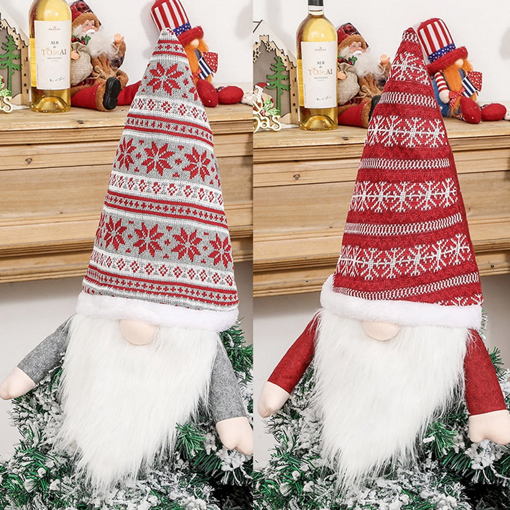 2 Pack Gnome Christmas Tree Topper Plaid Hat,25.6Inch Large Snowflake