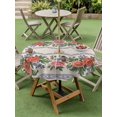 thumbnail image 5 of Outdoor Tablecloth with Umbrella Hole Zipper Red Roses Floral Round Tablecloth 54" Waterproof Outside Table Cloth Farmhouse Botanical Flowers Vintage Patio Table Cover Tablecloths for Picnic Party, 5 of 8