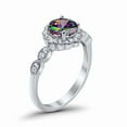 thumbnail image 3 of Floral Art Engagement Ring Simulated Rainbow CZ 925 Sterling Silver size 10, 3 of 4