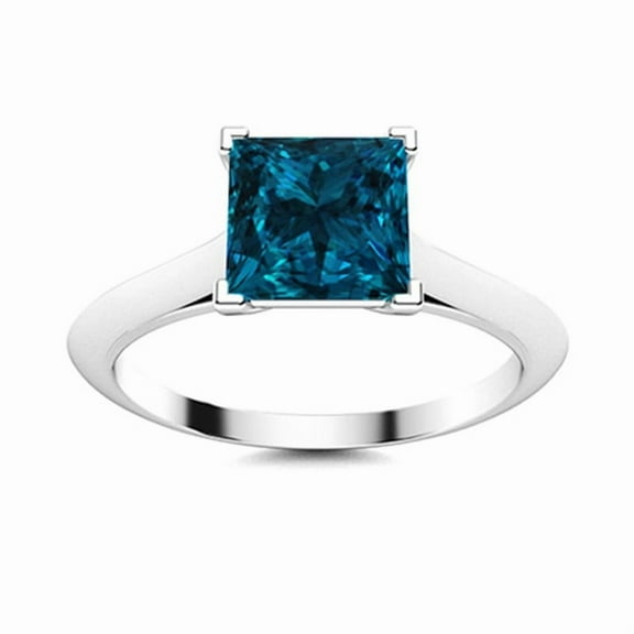 Four Prong Set 1.3 Ctw Square London Blue Topaz 925 Sterling Silver Solitaire Women Ring