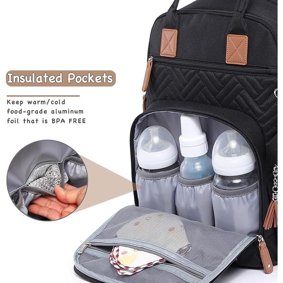 iniuniu Diaper Bag Backpack, 4 in 1 kit Large Unisex Baby Bags for Boys Girls, Waterproof Travel Back Pack with Diaper Pouch