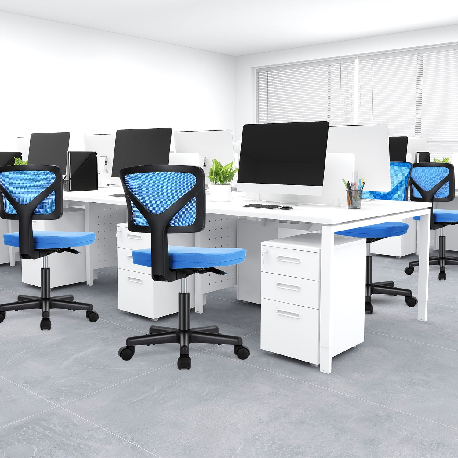 GIANNA Swivel Computer Office Mesh Desk Chair Armless Small Desk Chair Adjustable Black Computer Task Chair No Armrest Mid Back Home Office Chair for Small Spaces